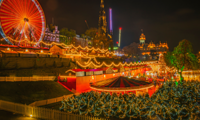 Night time lights at Edinburgh Christmas Markets activities for festive UK breaks 