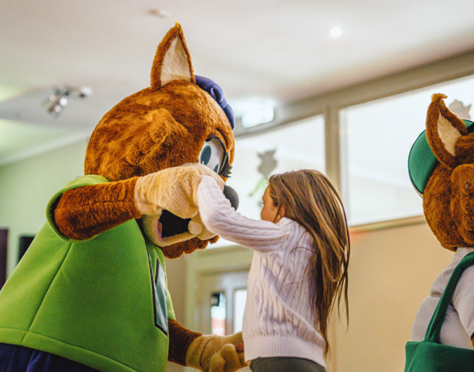 Violet the fox entertaining the guests