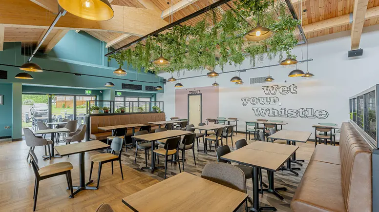 The Drift Inn Coldingham Bay bar and restaurant tables