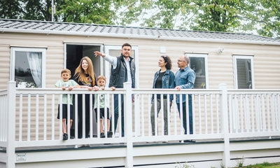 Family buying a caravan